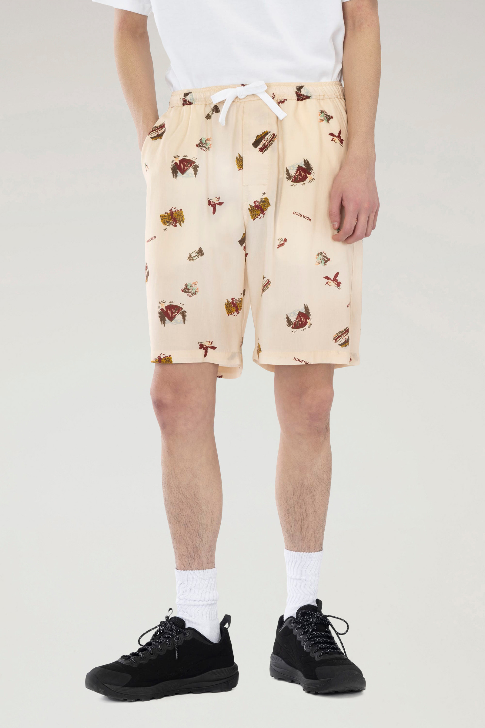 Pantaloncini in Lyocell con stampa beige | Woolrich
