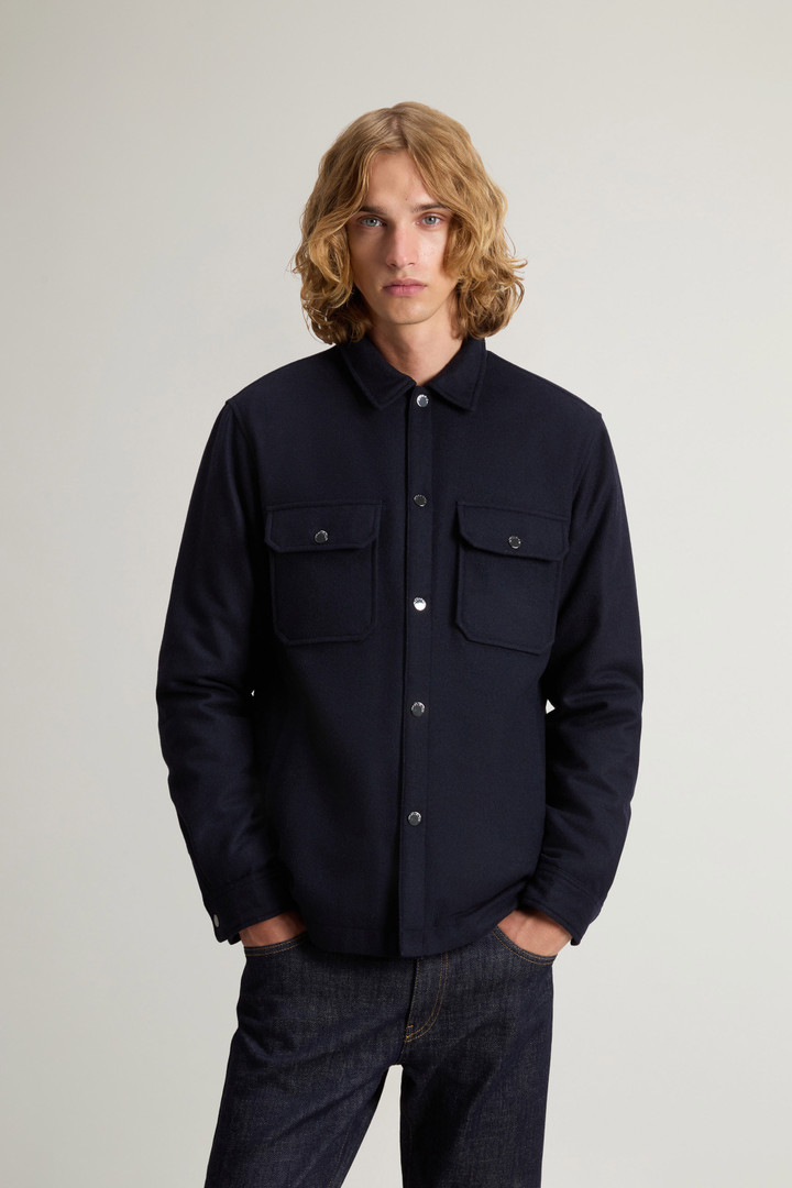 Giacca a camicia Alaskan in misto lana italiana Melton riciclata Blu photo 1 | Woolrich