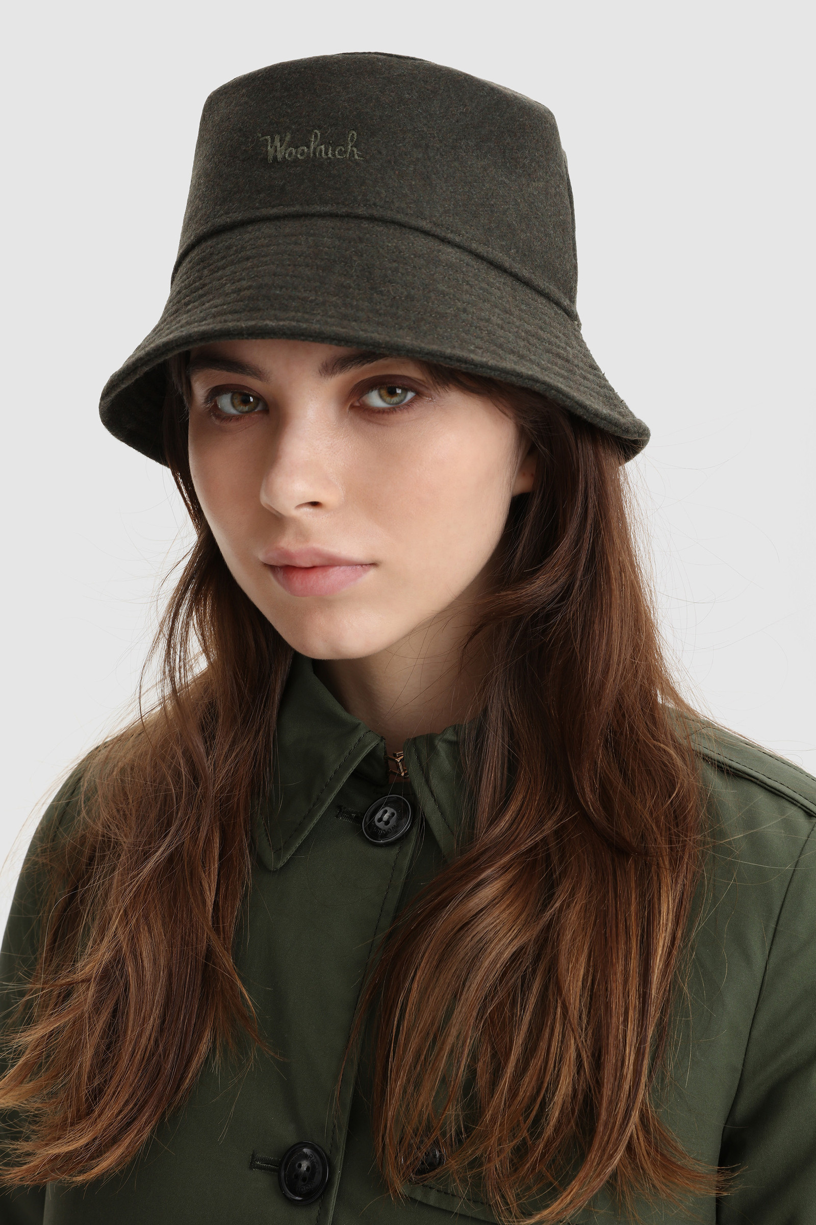 Rain Hat in Wool Blend Green photo 3 | Woolrich