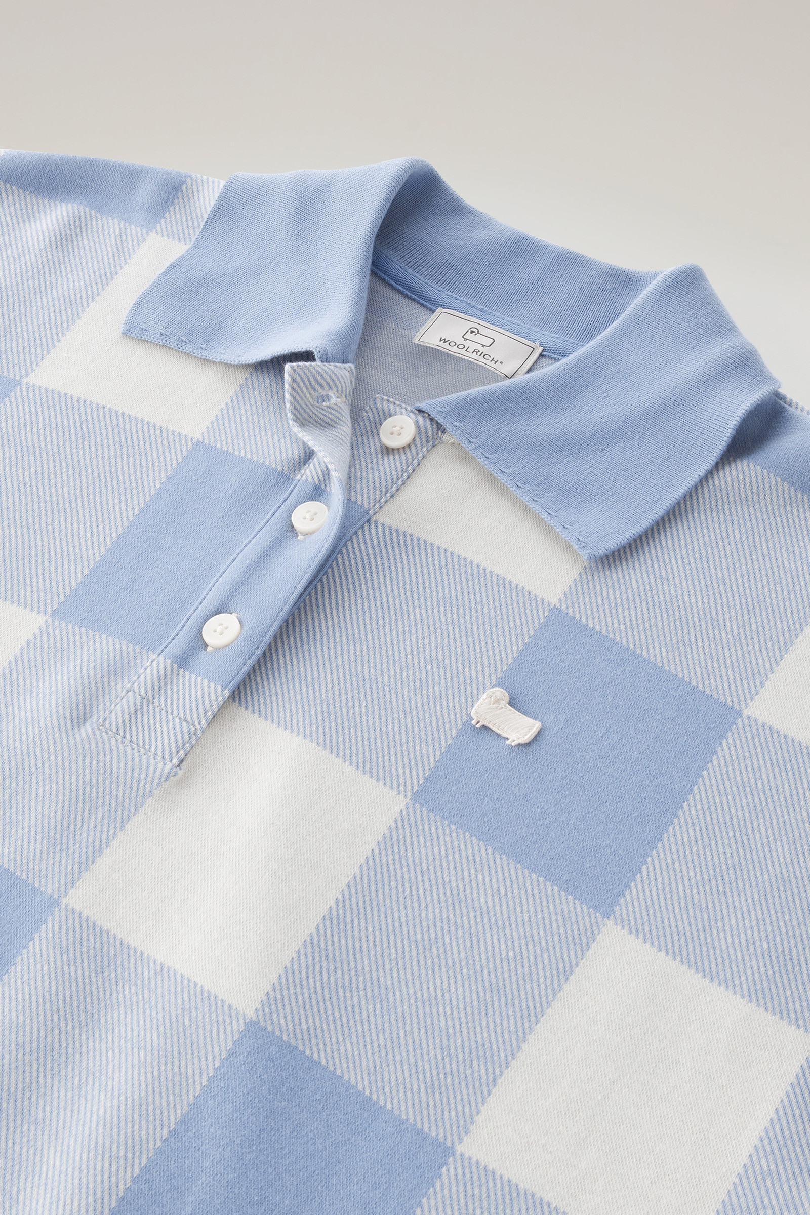 American Check Polo in Yarn-Dyed Stretch Cotton Blend Blue photo 6 | Woolrich