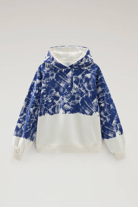 Sweat-shirt à capuche en pur coton avec impression et capuche Bleu photo 2 | Woolrich