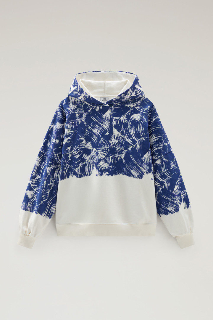 Zuiver katoenen sweater met print en capuchon Blauw photo 5 | Woolrich