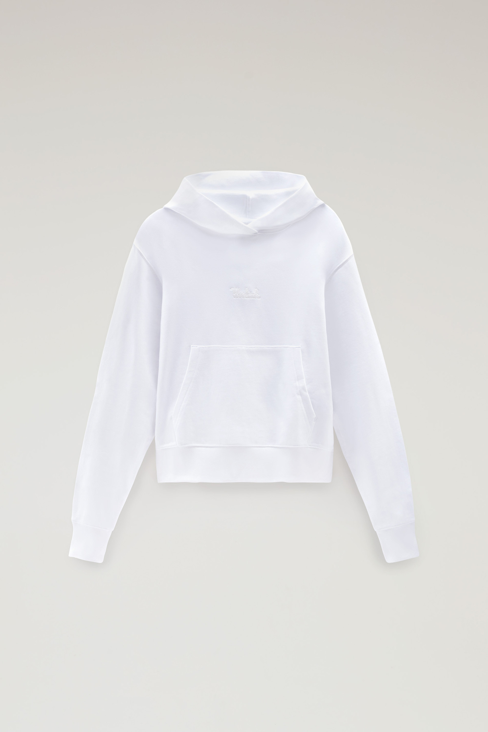 Sweat-shirt à capuche en pur coton avec logo brodé blanc photo 5 | Woolrich