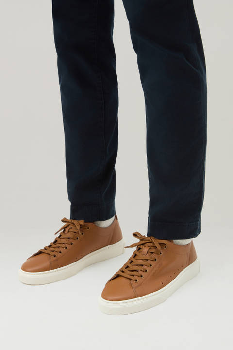 Cloud Court Sneakers in Tumbled Leather Brown photo 2 | Woolrich