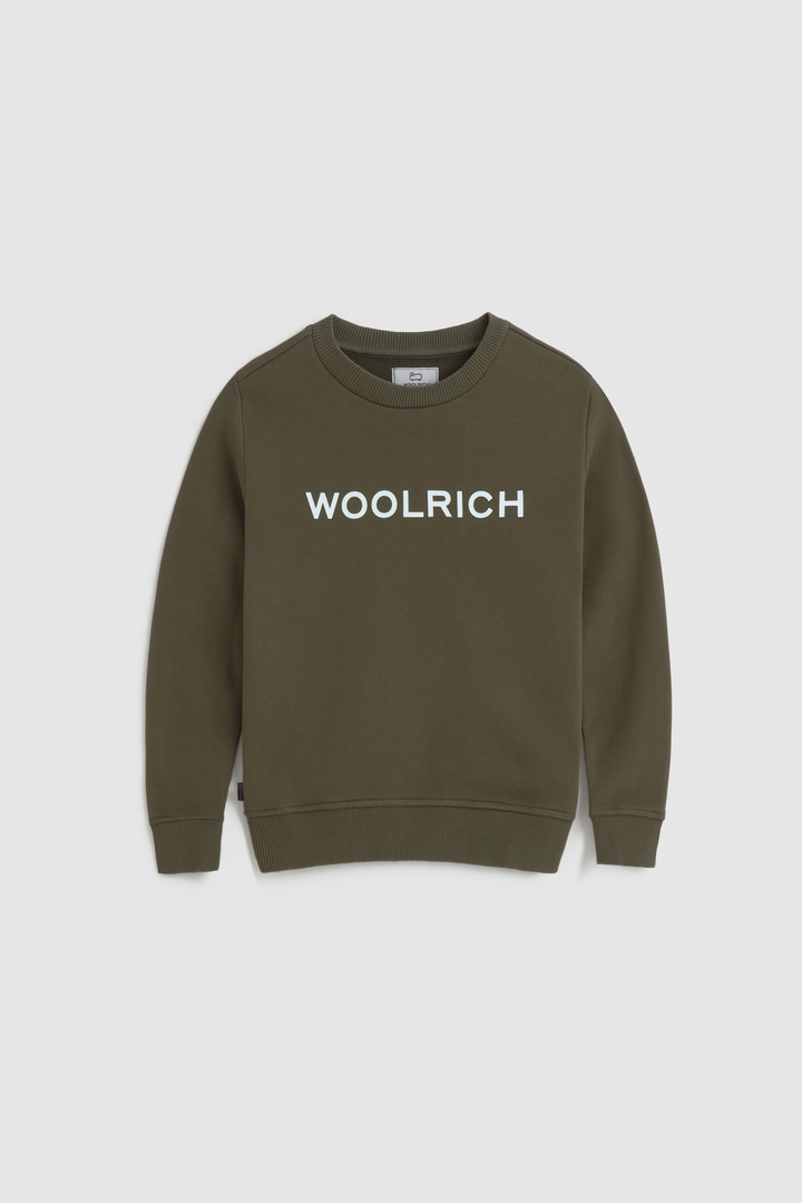 Boy's crewneck sweatshirt in organic cotton Green | Woolrich