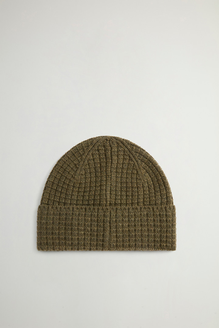 Beanie in Honeycomb-Stitched Virgin Wool and Cashmere Blend by Todd Snyder Green photo 2 | Woolrich