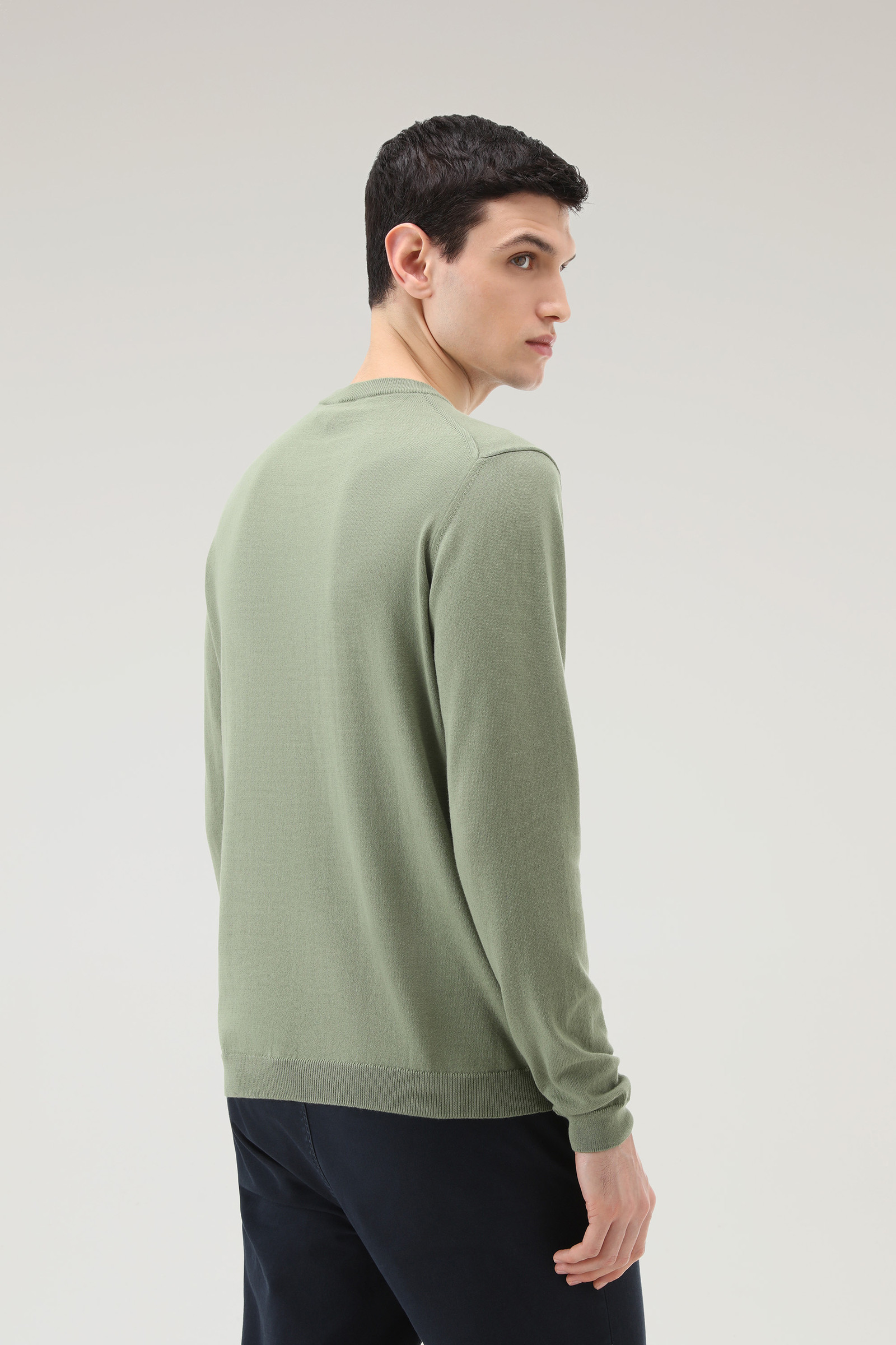 Crewneck Sweater in Pure Cotton Green photo 3 | Woolrich