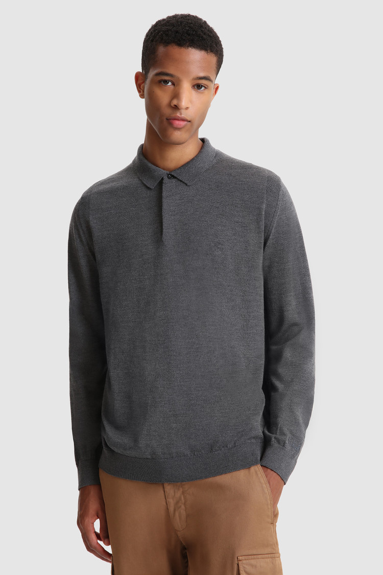 Maglia polo in lana merino extrafine
