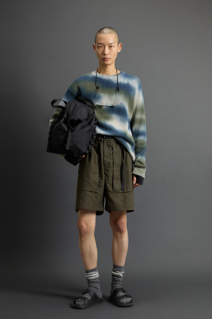 Pure Cotton Crewneck Sweater with Spray Print by Todd Snyder Multicolor photo 2 | Woolrich