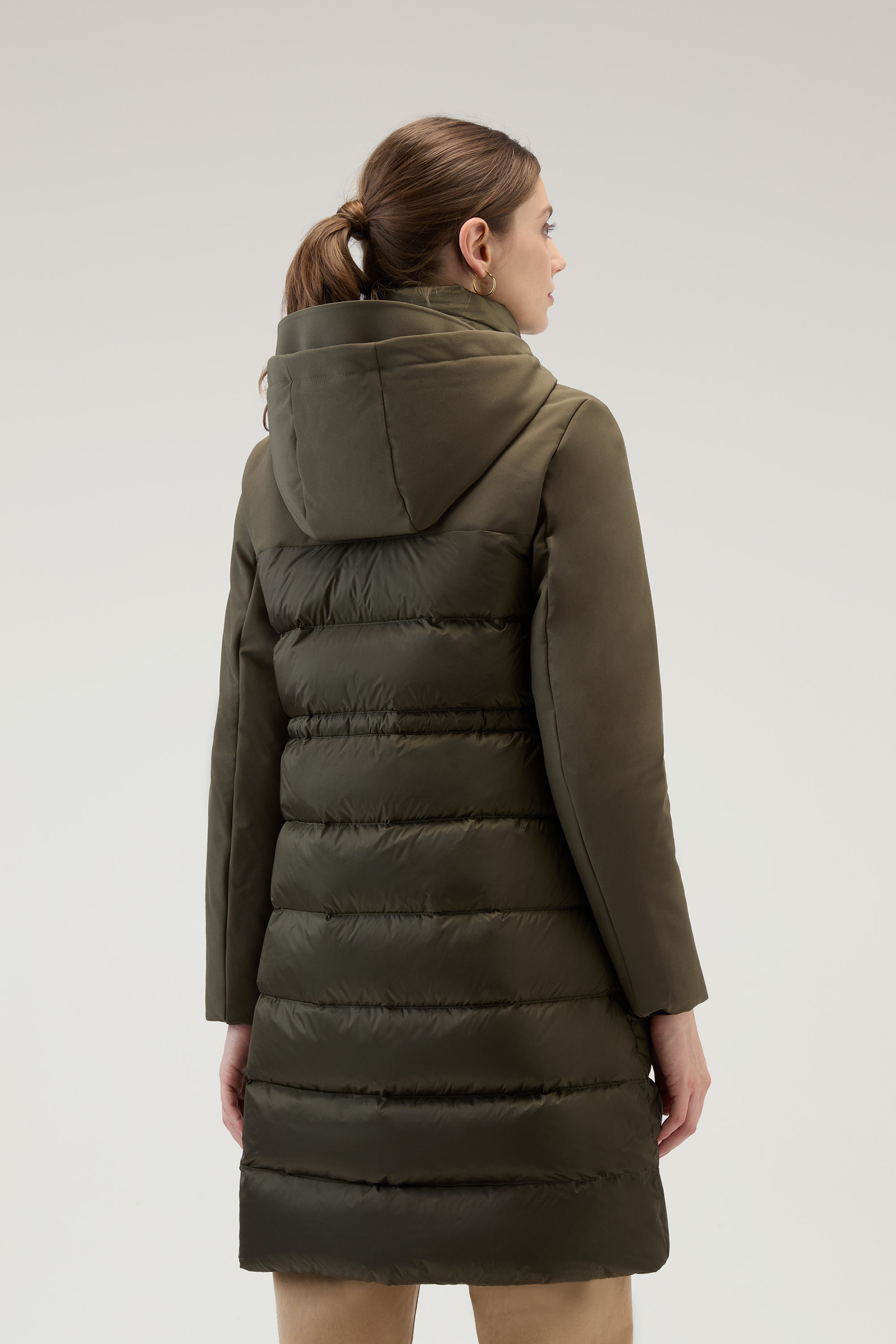 Hybrid Quilted Parka in Tech Softshell Green photo 3 | Woolrich