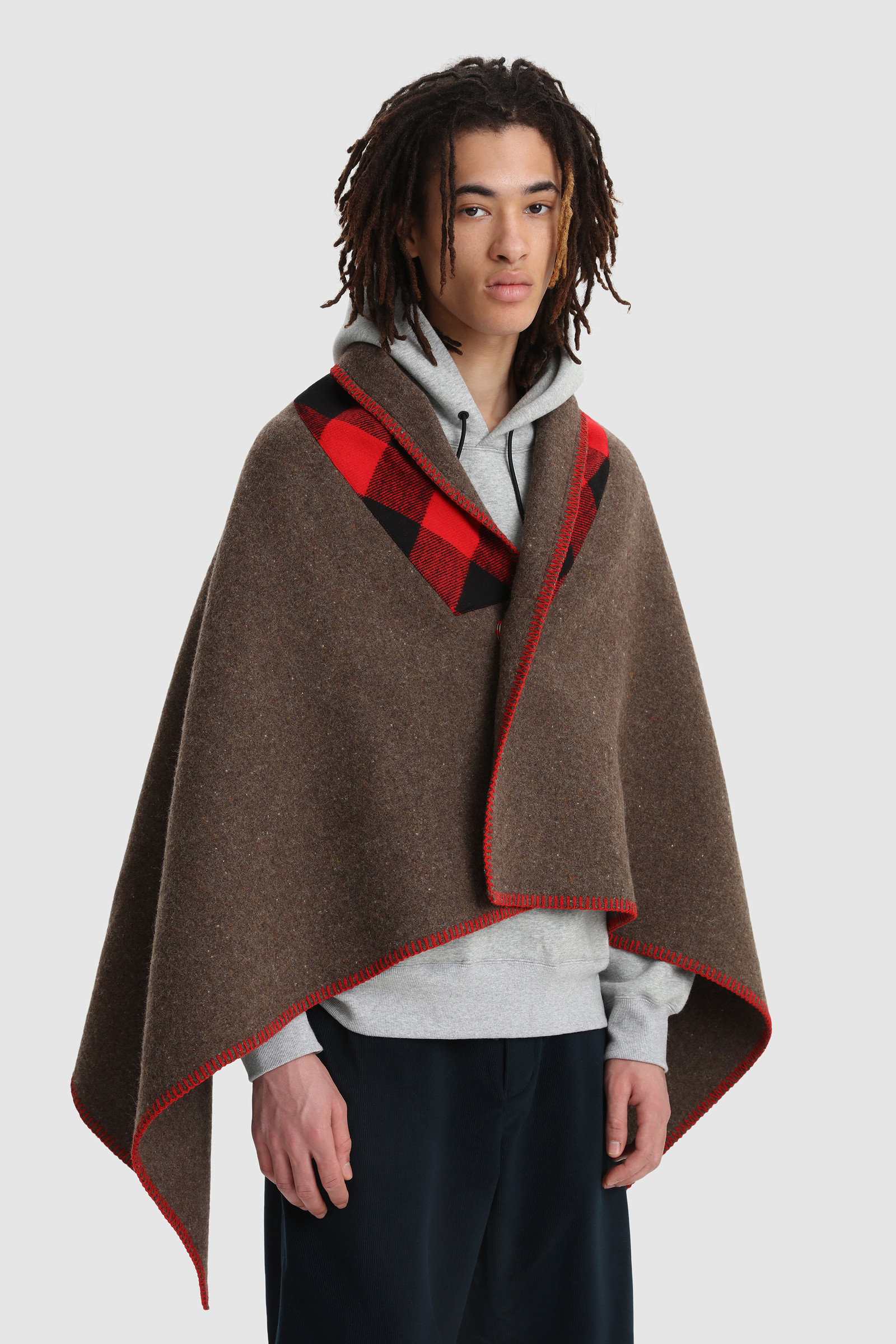 Recycled wool blanket cape