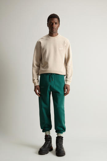 Cotton Blend Fleece Pants with Logo Green | Woolrich
