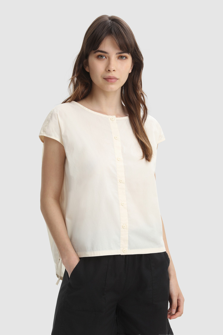 Full-button Popeline Blouse