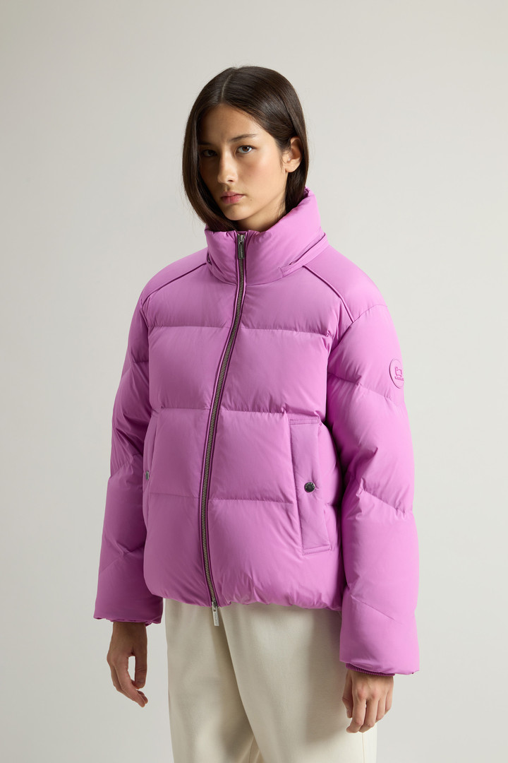 Short Alsea Down Jacket in Stretch Nylon with Detachable Hood Pink photo 4 | Woolrich