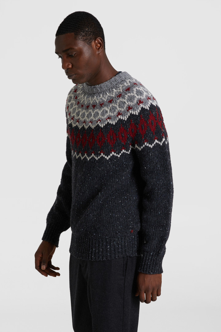 Maglione girocollo jacquard misto lana