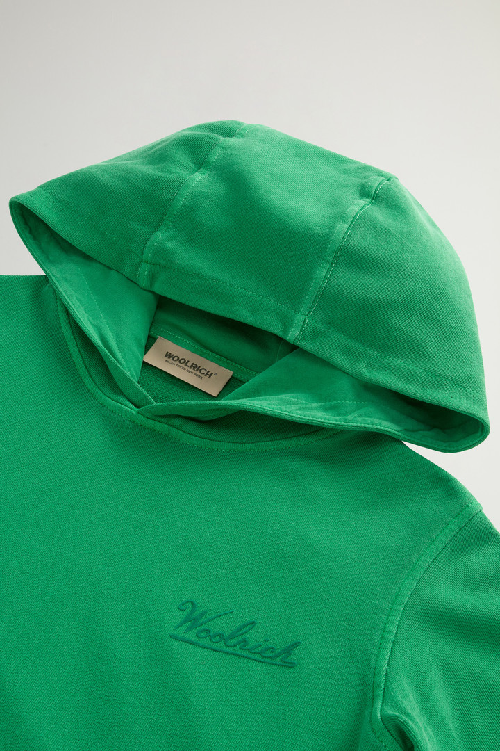 Garment-dyed Boys’ Hoodie in Pure Cotton Green photo 3 | Woolrich