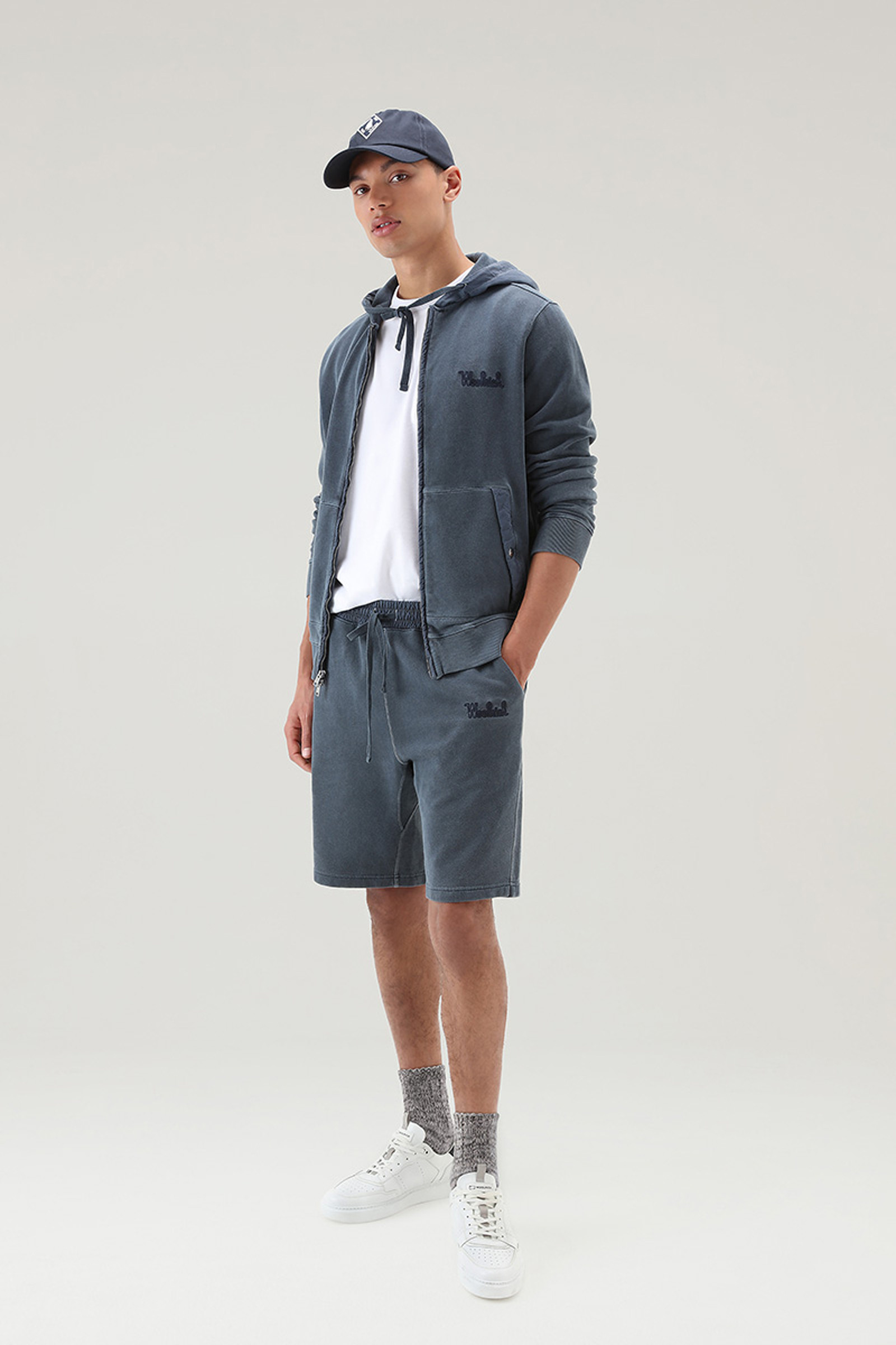 Short en coton teint en pièce bleu photo 2 | Woolrich