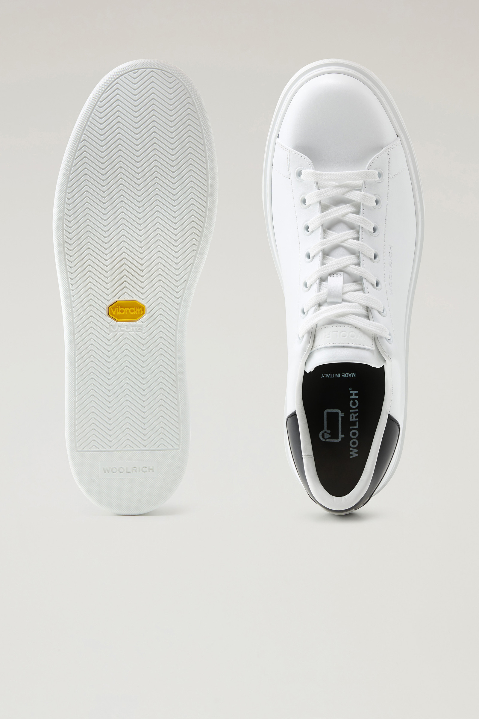 Men's Classic Court Sneakers in Leather with Contrasting Patch White ...