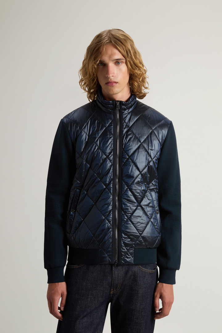 Yarn-Dyed Quilted Nylon Hybrid Jacket Blue photo 1 | Woolrich