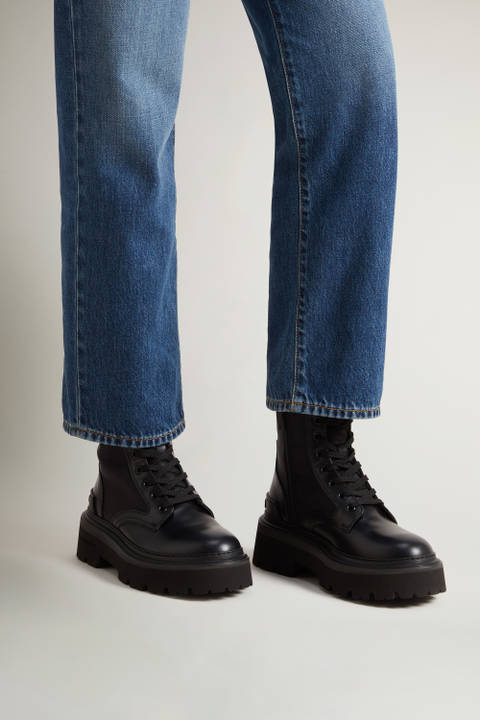 Leather Logger Combat Boots Black photo 2 | Woolrich