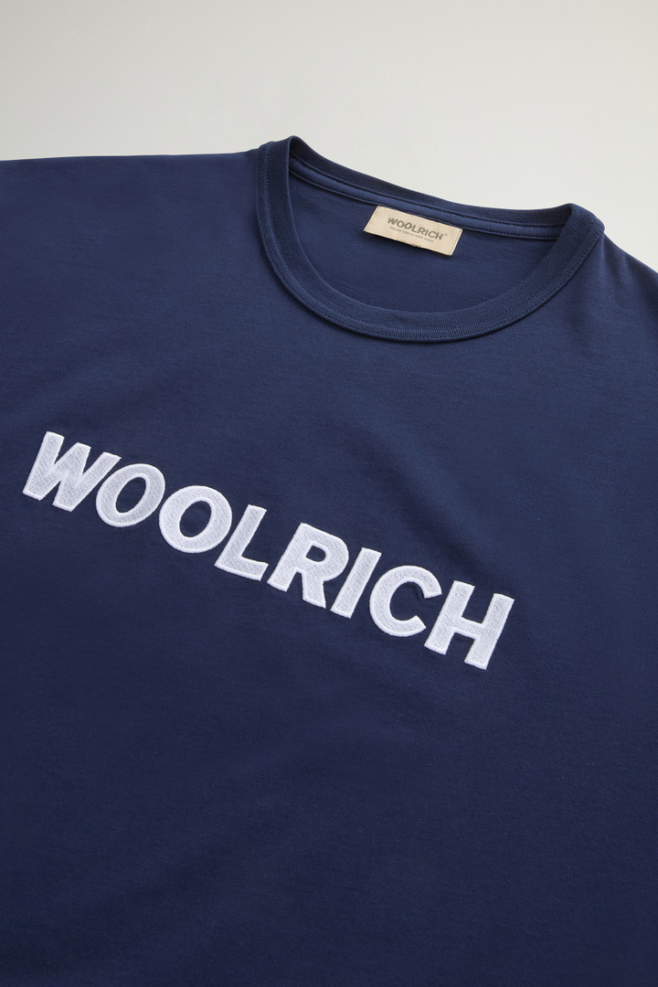 Pure Cotton T-Shirt with Embroidered Logo Blue photo 6 | Woolrich