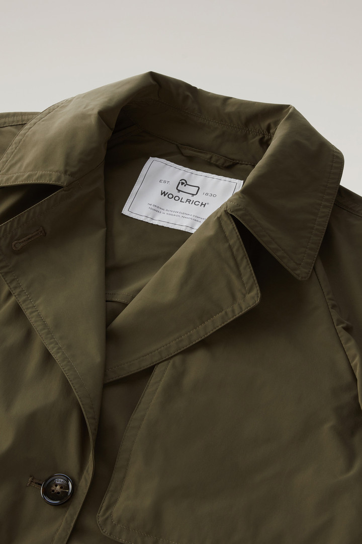 Trench Coat in Urban Touch Fabric with Belted Waist Green photo 6 | Woolrich
