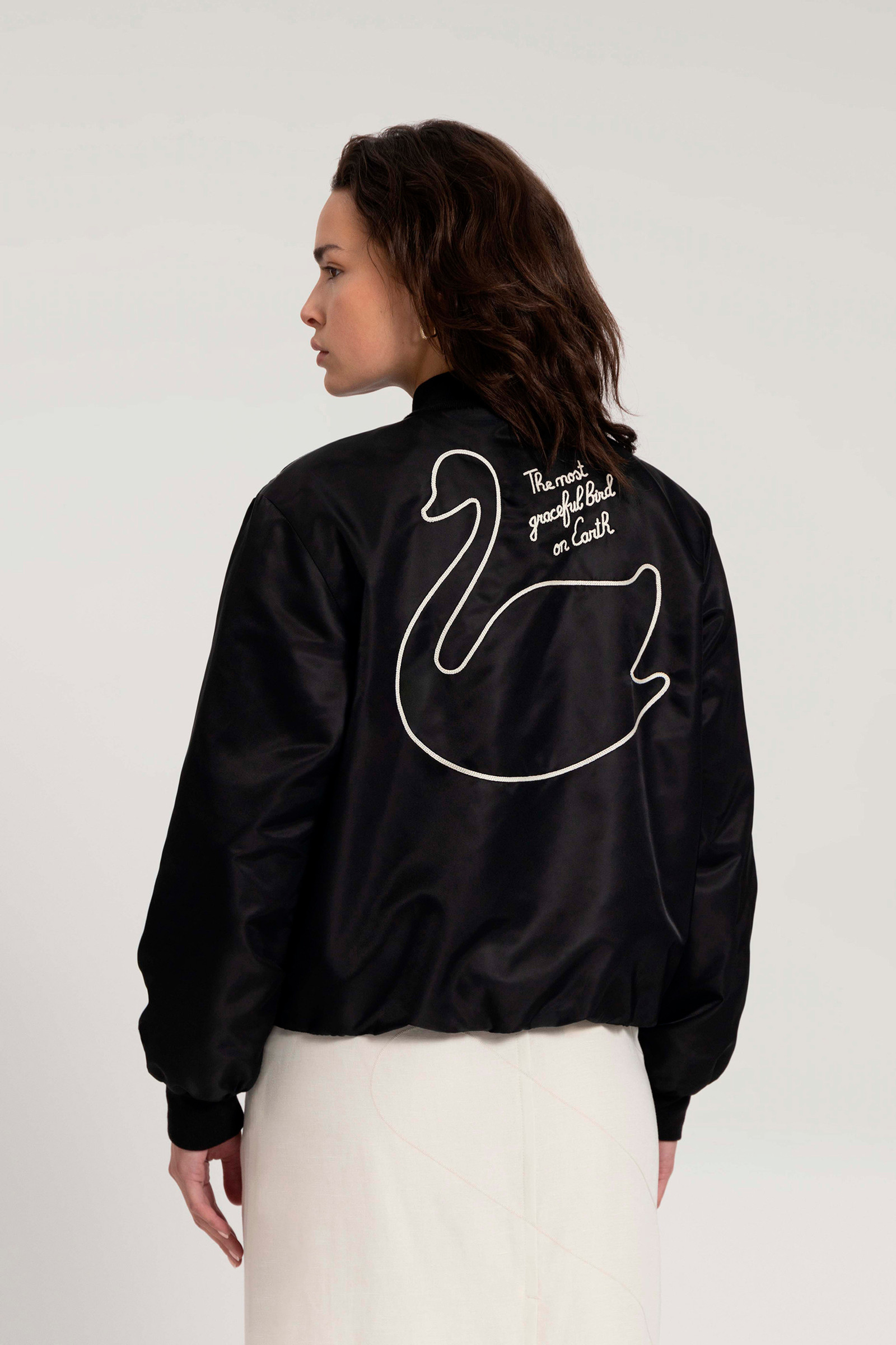 Bomber Swan rembourré en satin de nylon - Daniëlle Cathari / Woolrich noir photo 5 | Woolrich