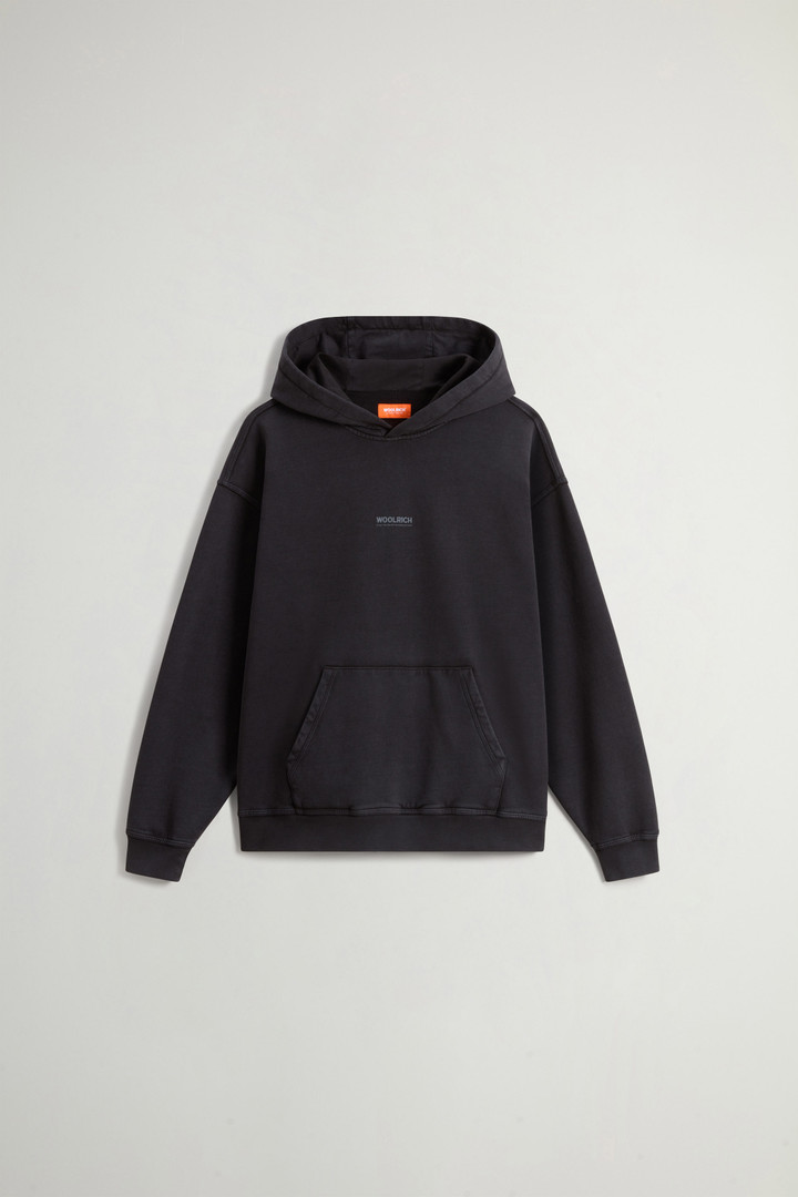 Sweat-shirt à capuche teint en pièce pour ado en pur coton avec imprimé au dos Noir photo 5 | Woolrich