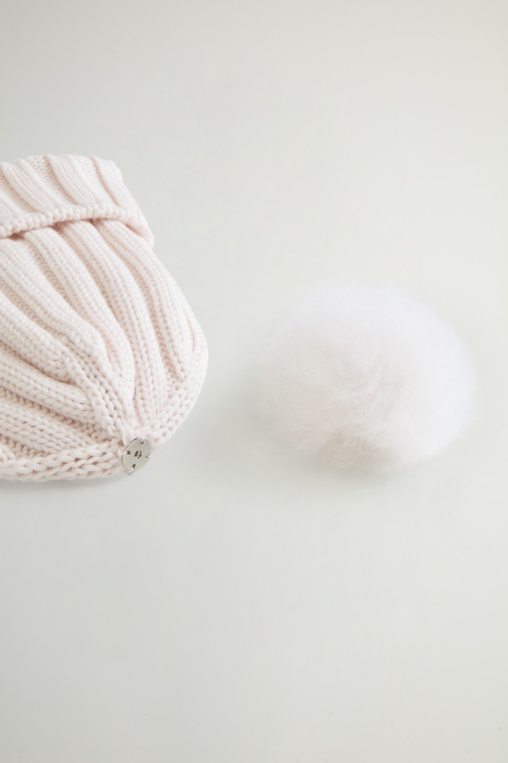 Beanie in Pure Virgin Wool with Cashmere Pom-Pom White photo 4 | Woolrich