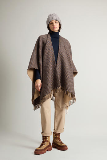 Wool-Blend Double-Face Cape Beige | Woolrich