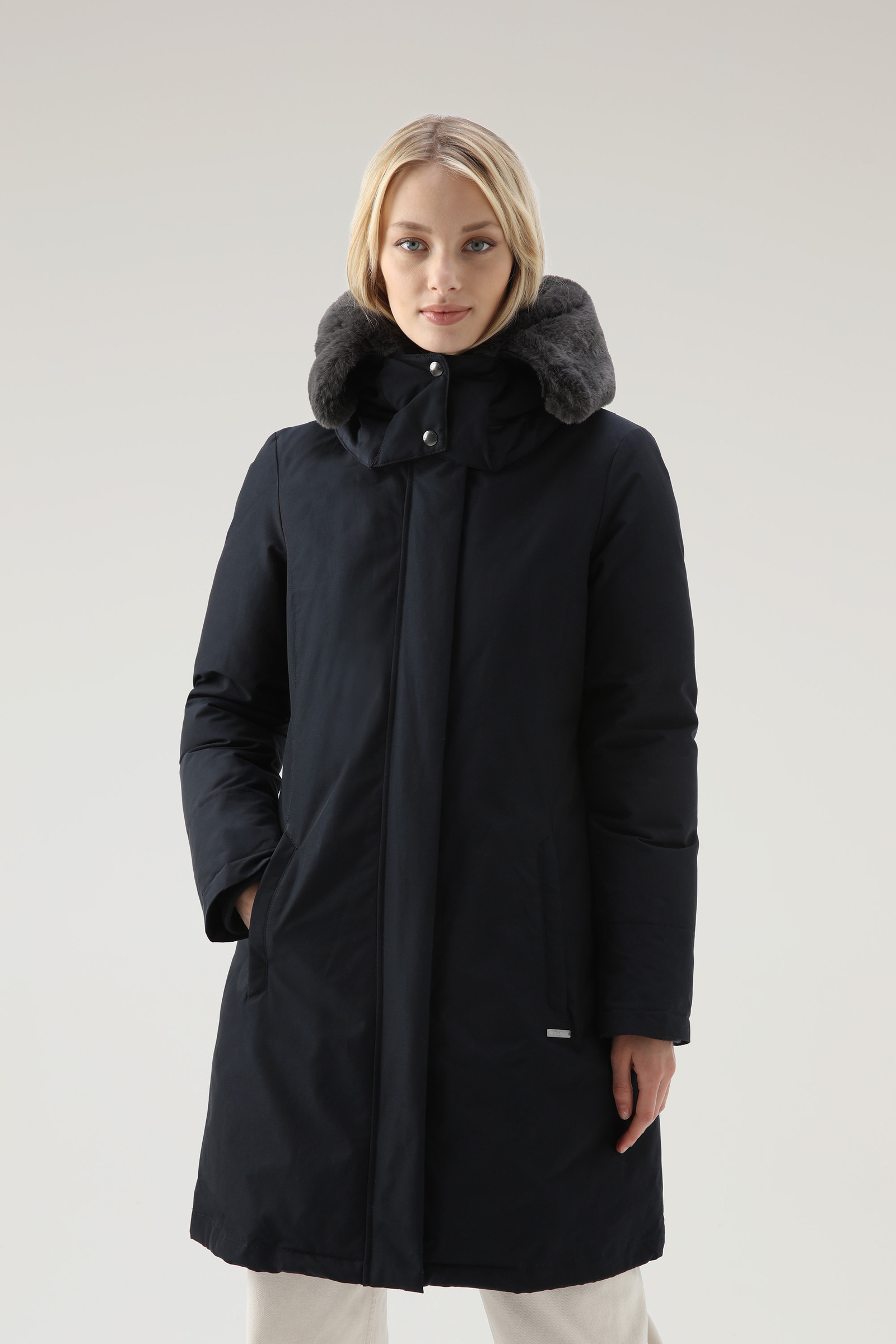 Bow Bridge Parka with Faux Fur in Ramar Cloth - Women - Blue