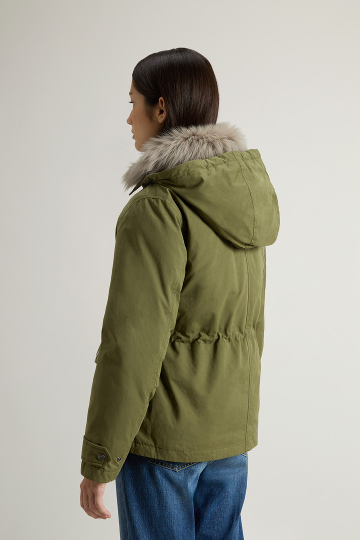 Short Arctic Parka in Mountain Cloth with Removable Hood and Fur Green photo 3 | Woolrich