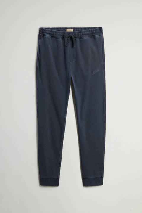 Pantalon teint en pièce en pur coton molletonné Bleu | Woolrich