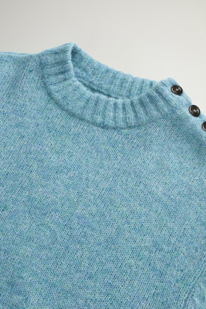 Alpaca Blend Sweater with Buttons on the Shoulder Blue photo 6 | Woolrich