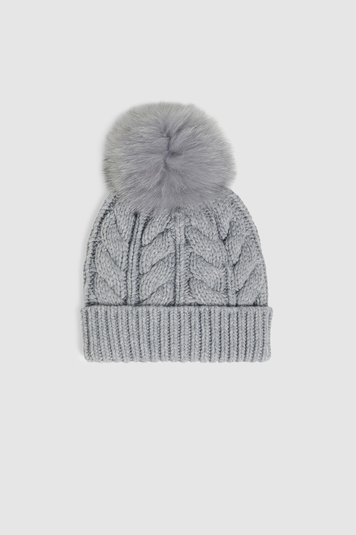 Wool-blend beanie with detachable pompom