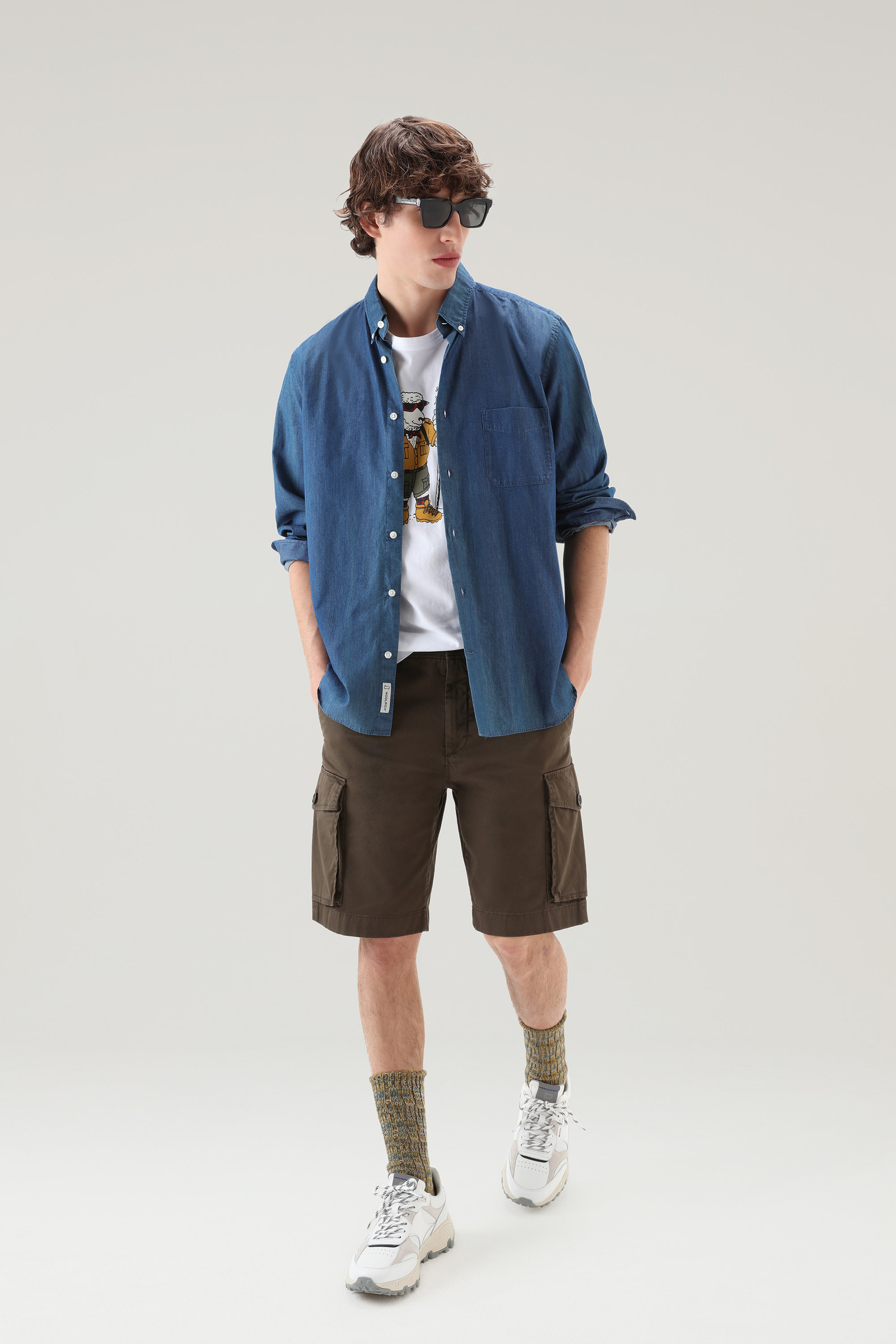 Shirt in Pure Cotton Chambray Blue photo 2 | Woolrich