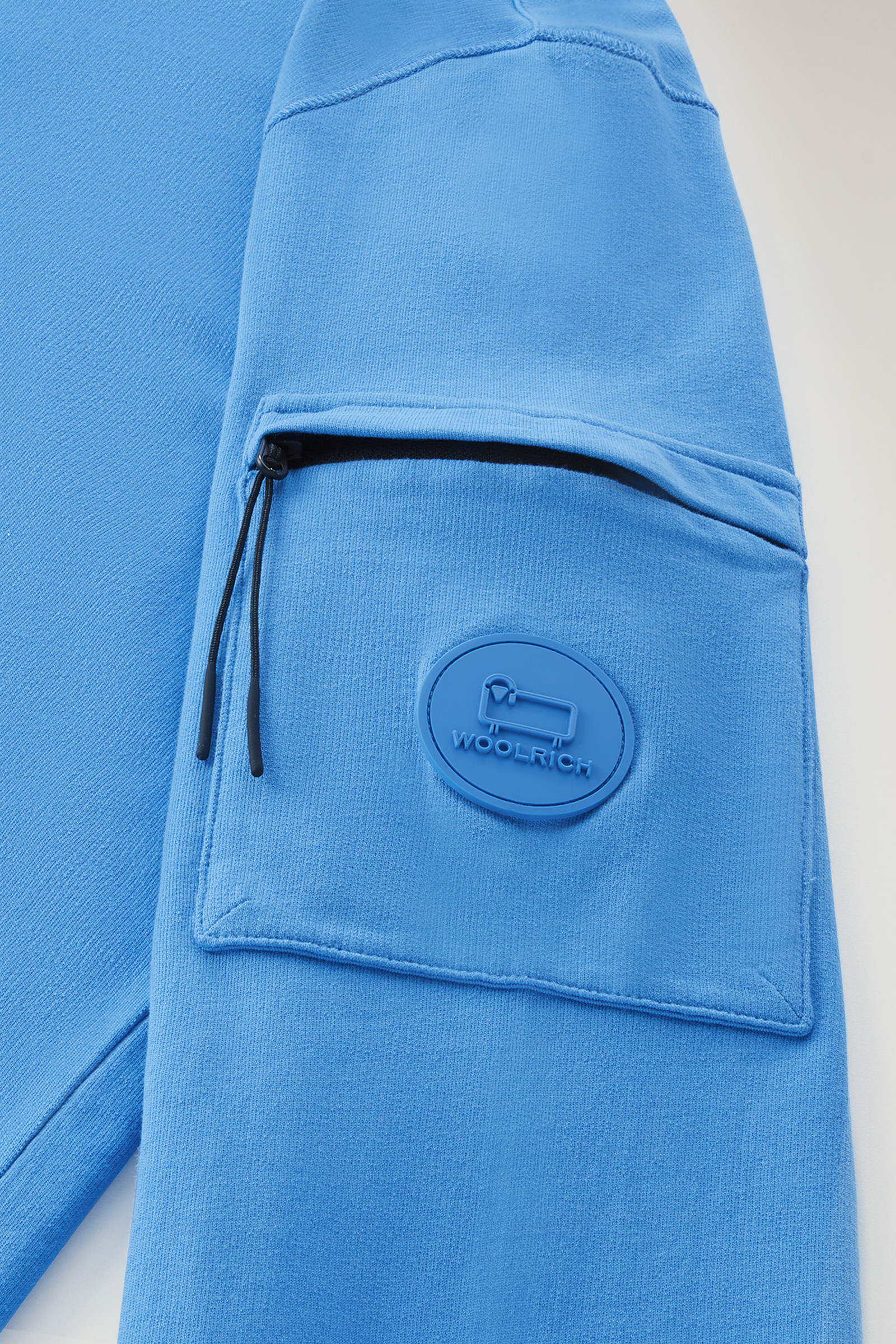 Hoodie in Pure Cotton Fleece with Zip Pocket Blue photo 7 | Woolrich