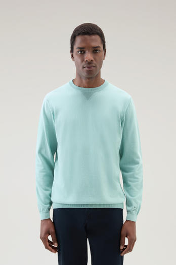 Pure Cotton Crewneck Sweater Green | Woolrich