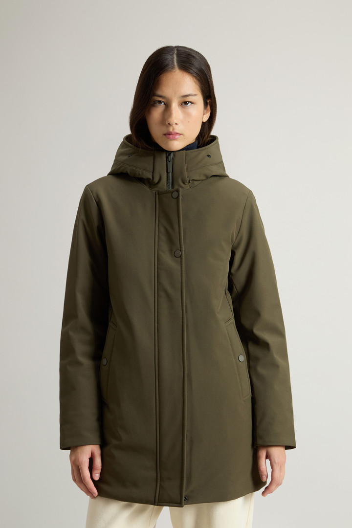 Firth Parka in Tech Softshell with Removable Faux Fur Collar Green photo 4 | Woolrich