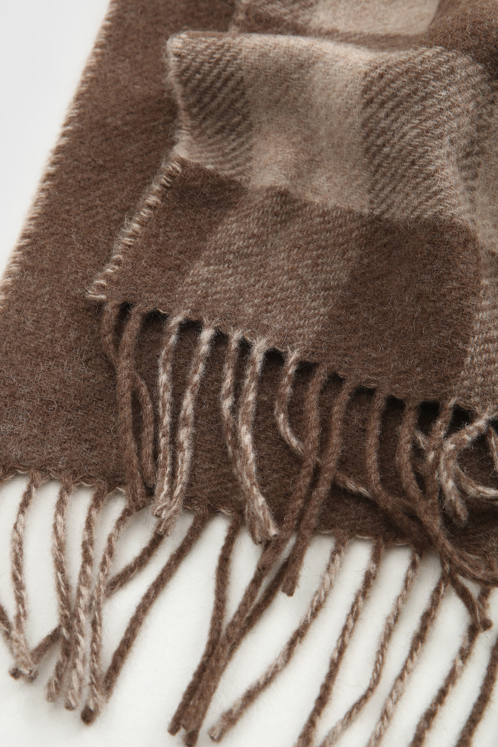 Wool Blend Scarf with Check Pattern and Solid Color Brown photo 3 | Woolrich