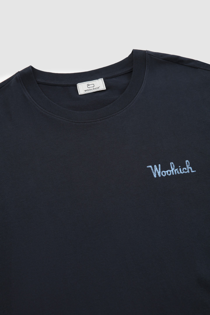 Organic Cotton T-Shirt with Back Print Blue photo 5 | Woolrich