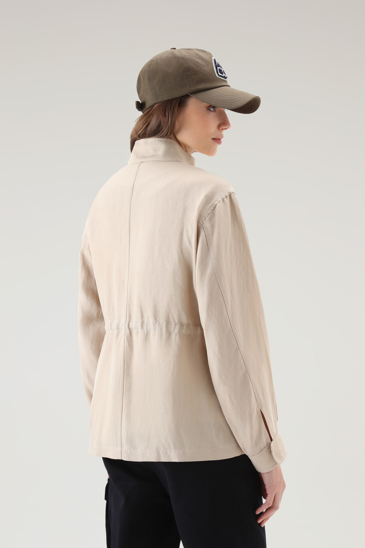 Utility Overshirt in Linen Blend Beige photo 3 | Woolrich