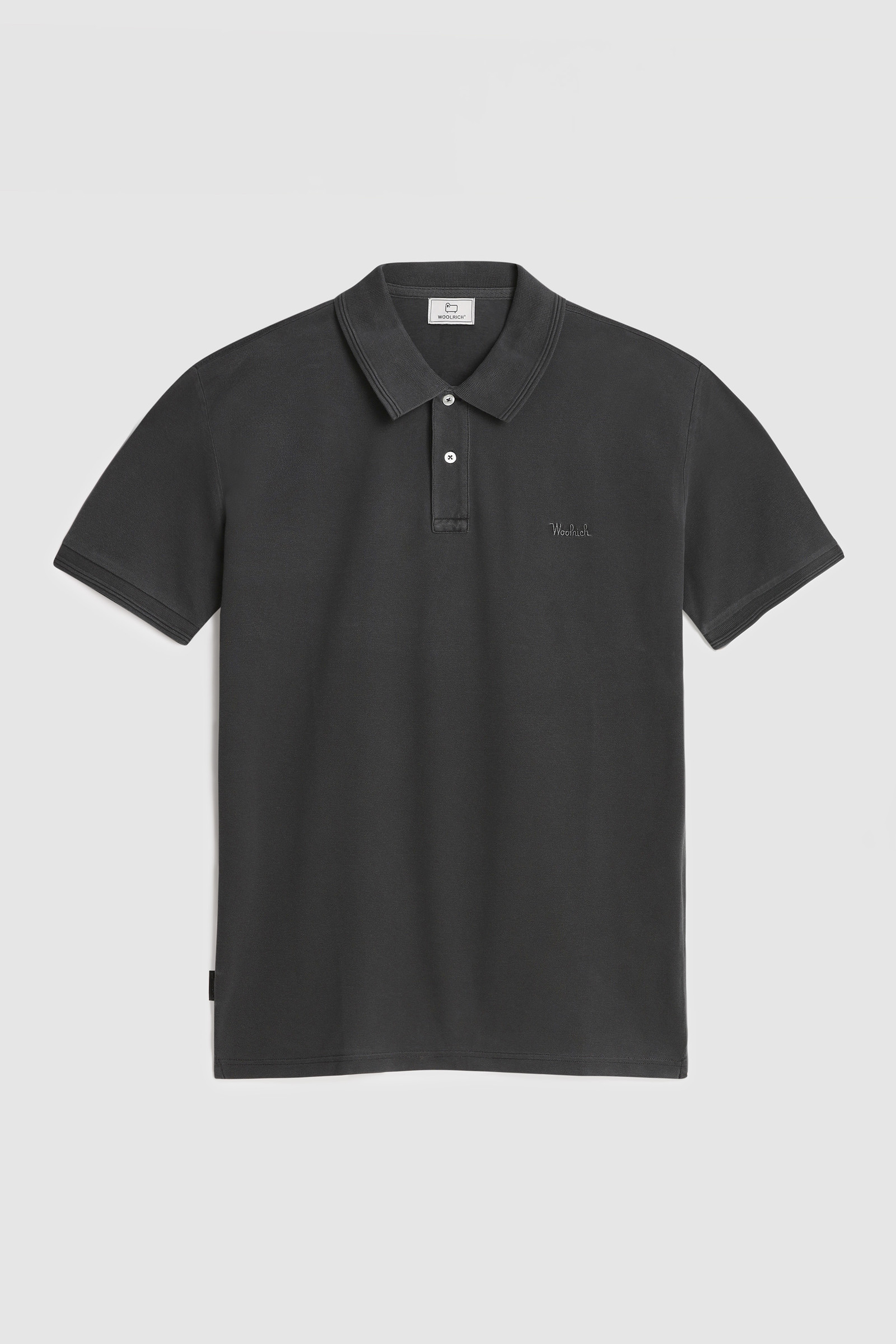 Mackinack Polo in Garment-Dye Stretch Cotton Piquet Black photo 4 | Woolrich