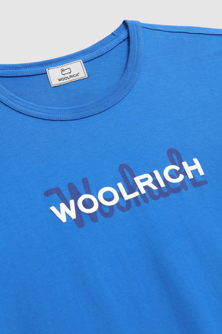 Makro-Logo-Baumwoll-T-Shirt Blau photo 2 | Woolrich