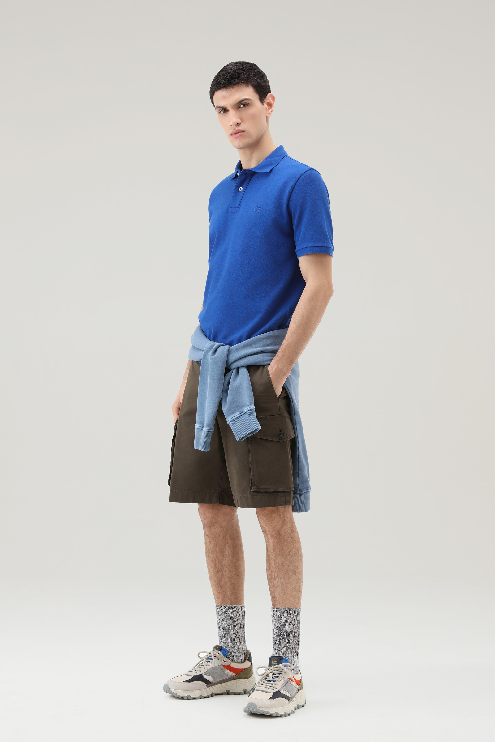Polo Shirt in Pure Cotton Piquet Blue photo 2 | Woolrich