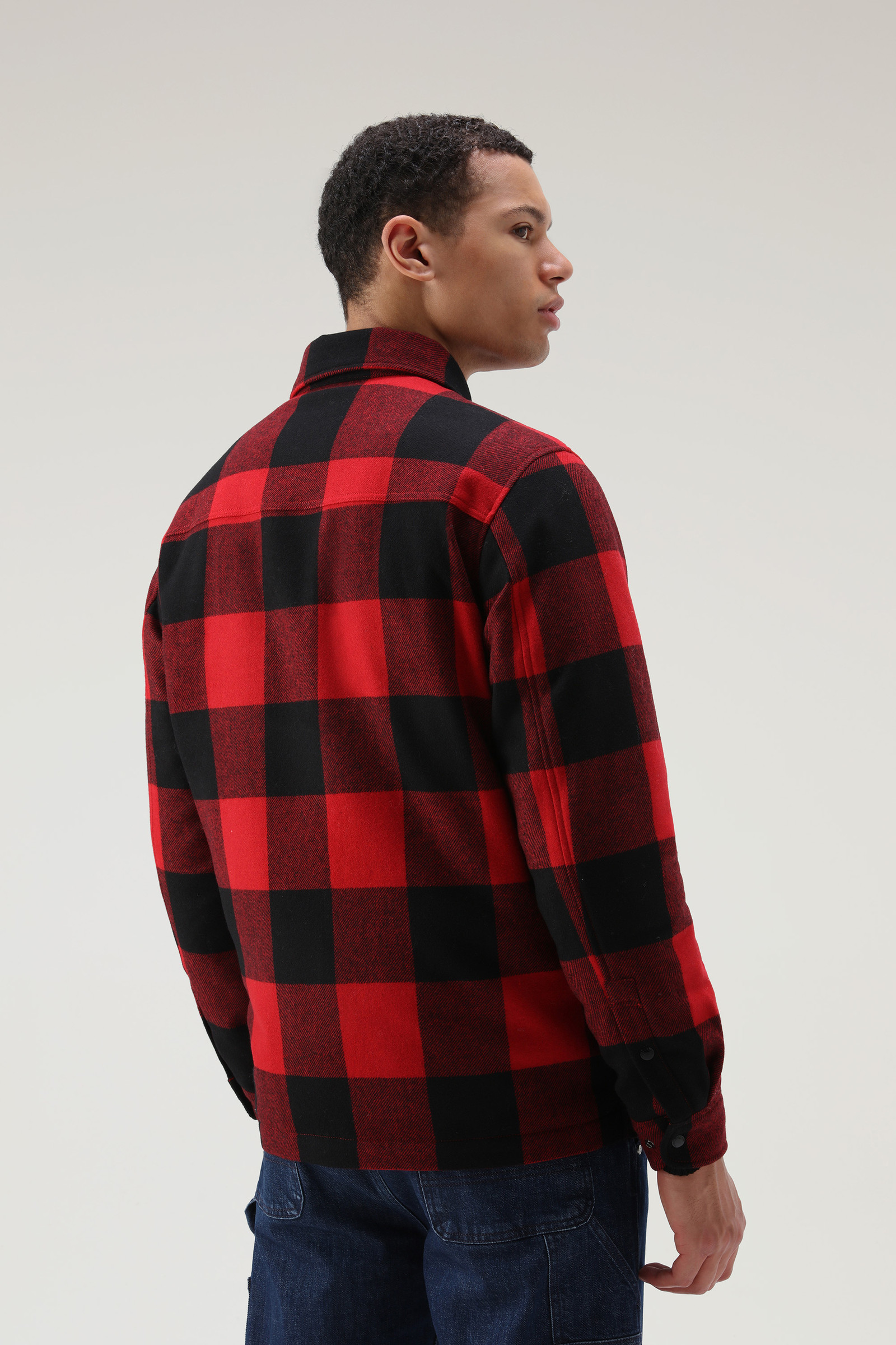 Quilted Alaskan Check Overshirt in Recycled Wool - Men - Red