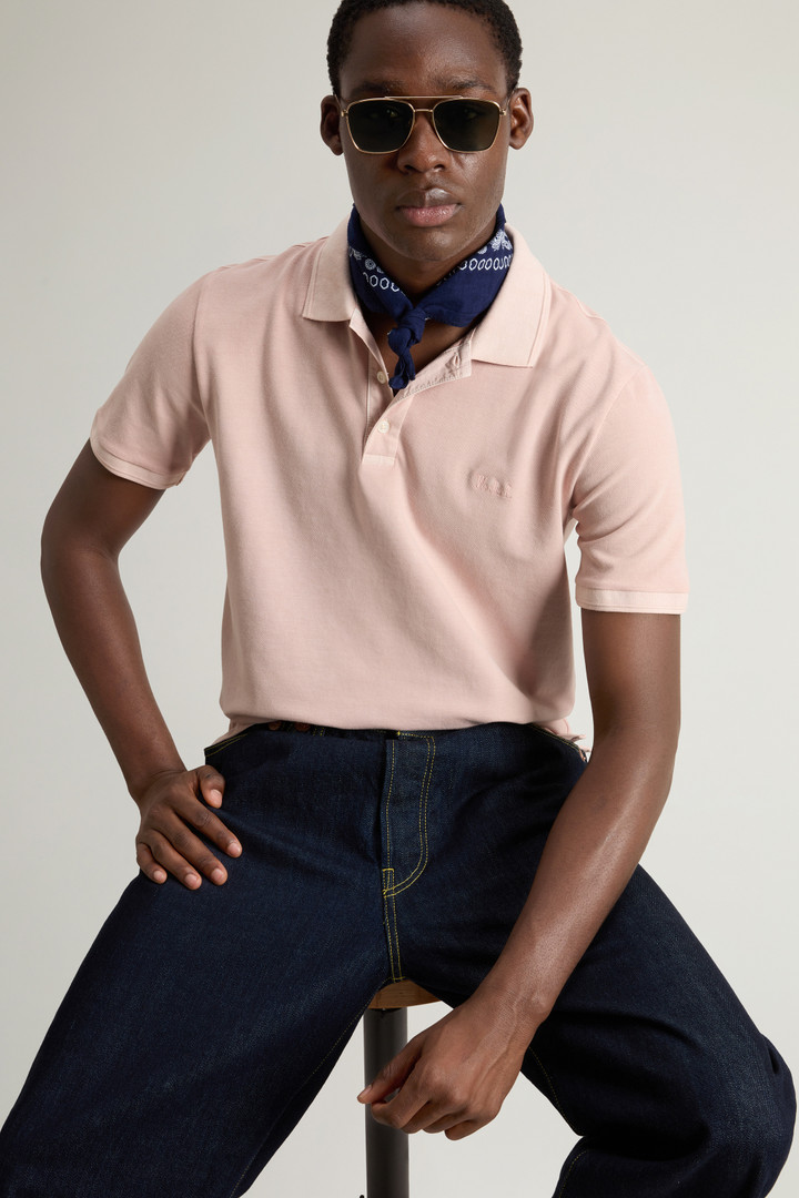 Garment-Dyed Mackinack Polo in Stretch Cotton Piquet Pink photo 4 | Woolrich