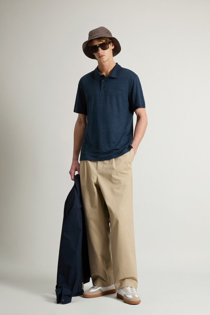 Pure Linen Polo Shirt Blue photo 2 | Woolrich