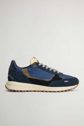 Retro Sneakers in Nylon with Leather Details Blue | Woolrich