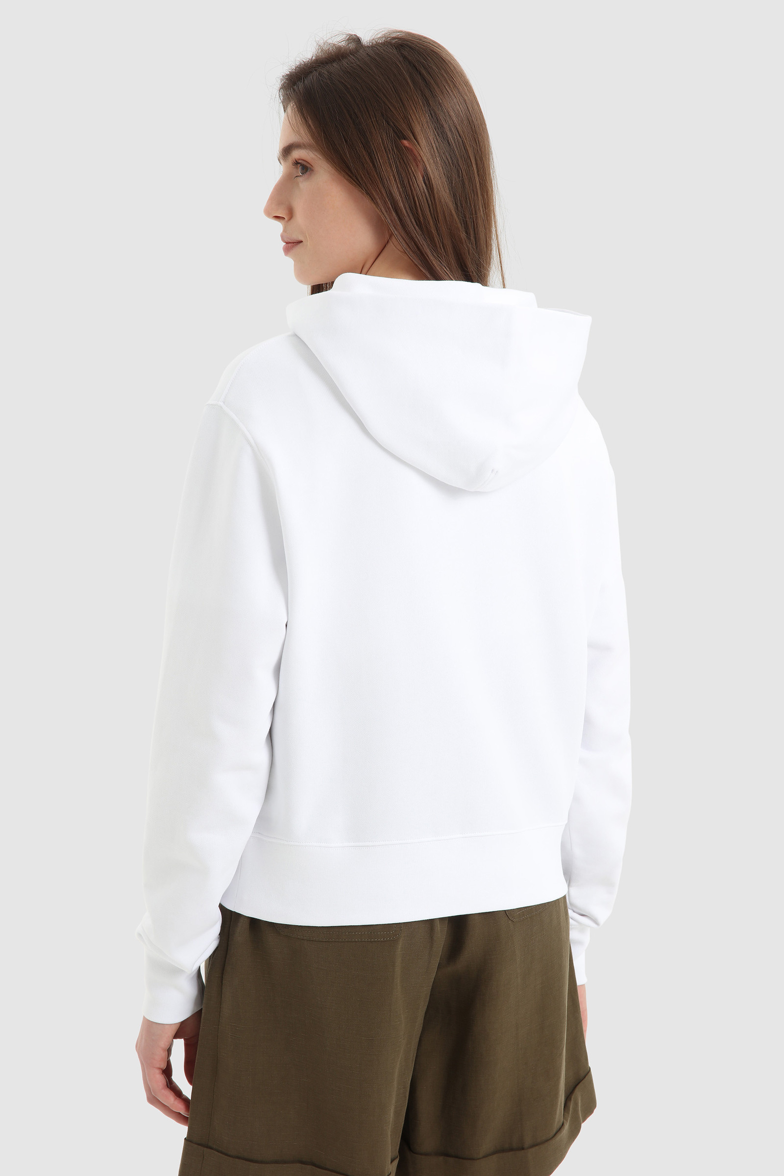 Fleece Hoodie with Embroidered Vintage Logo White photo 3 | Woolrich